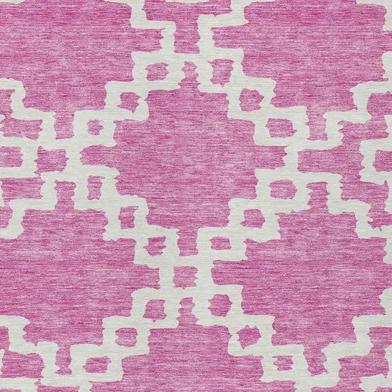 Blush And Ivory Geometric Washable Indoor Outdoor Area Rug Photo 6