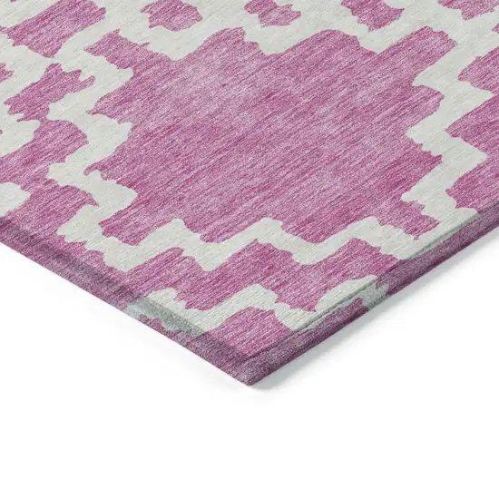 Blush And Ivory Geometric Washable Indoor Outdoor Area Rug Photo 5