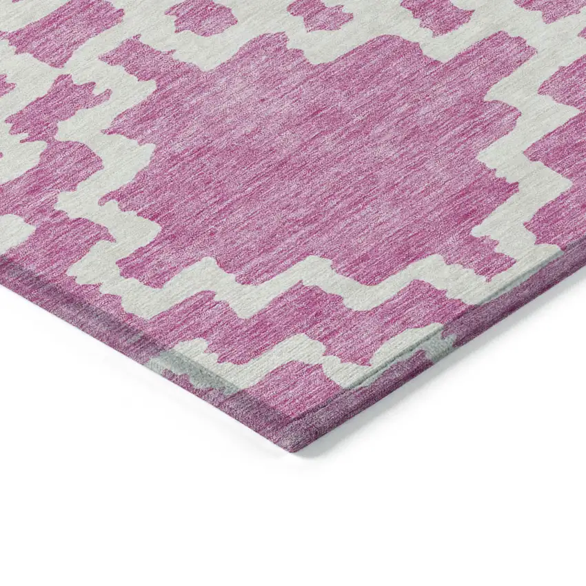 Blush And Ivory Geometric Washable Indoor Outdoor Area Rug Photo 5