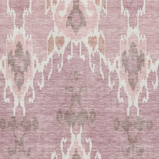 Blush And Ivory Ikat Washable Area Rug With UV Protection Photo 3