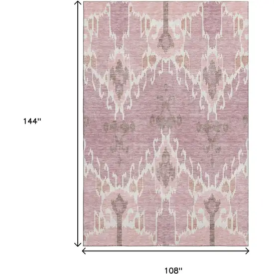 Blush And Ivory Ikat Washable Area Rug With UV Protection Photo 3