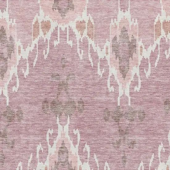 Blush And Ivory Ikat Washable Area Rug With UV Protection Photo 3