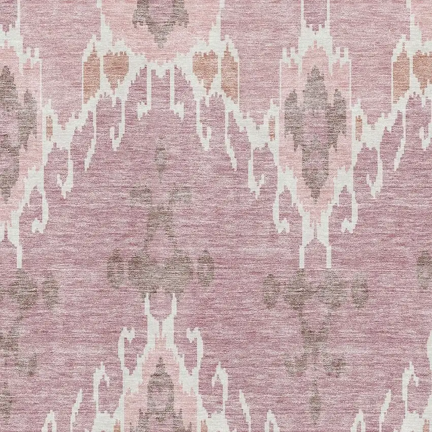 Blush And Ivory Ikat Washable Area Rug With UV Protection Photo 3