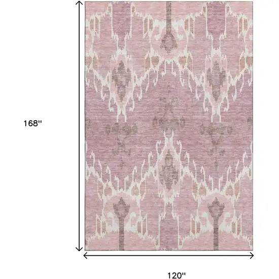 Blush And Ivory Ikat Washable Area Rug With UV Protection Photo 3