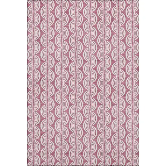 Blush And Ivory Ogee Washable Area Rug With UV Protection Photo 1