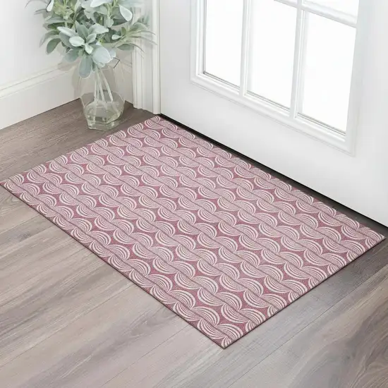 Blush And Ivory Ogee Washable Area Rug With UV Protection Photo 2
