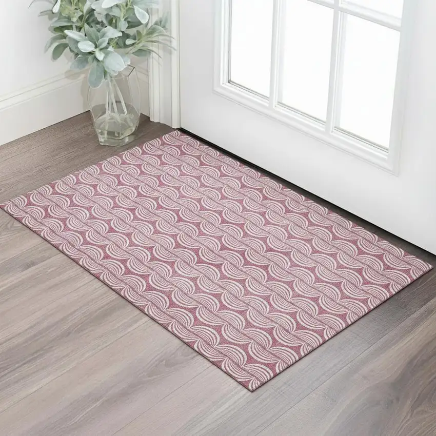 Blush And Ivory Ogee Washable Area Rug With UV Protection Photo 2