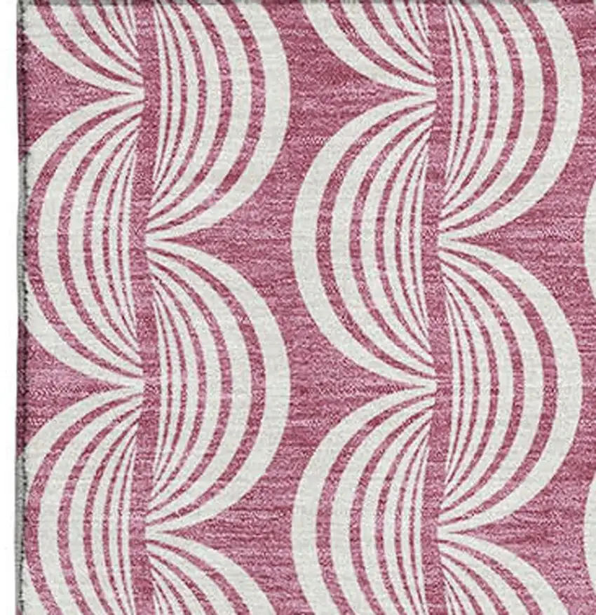 Blush And Ivory Ogee Washable Area Rug With UV Protection Photo 3