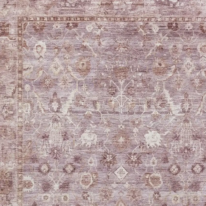 Blush And Ivory Oriental Washable Area Rug With UV Protection Photo 2
