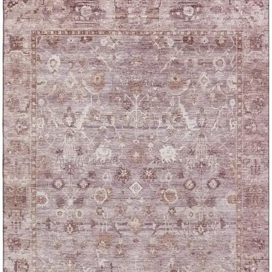 Blush And Ivory Oriental Washable Area Rug With UV Protection Photo 3