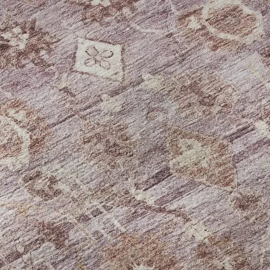 Blush And Ivory Oriental Washable Area Rug With UV Protection Photo 9