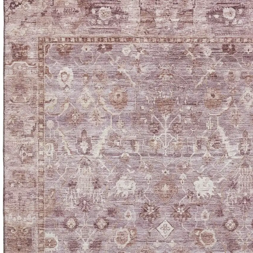 Blush And Ivory Oriental Washable Area Rug With UV Protection Photo 2