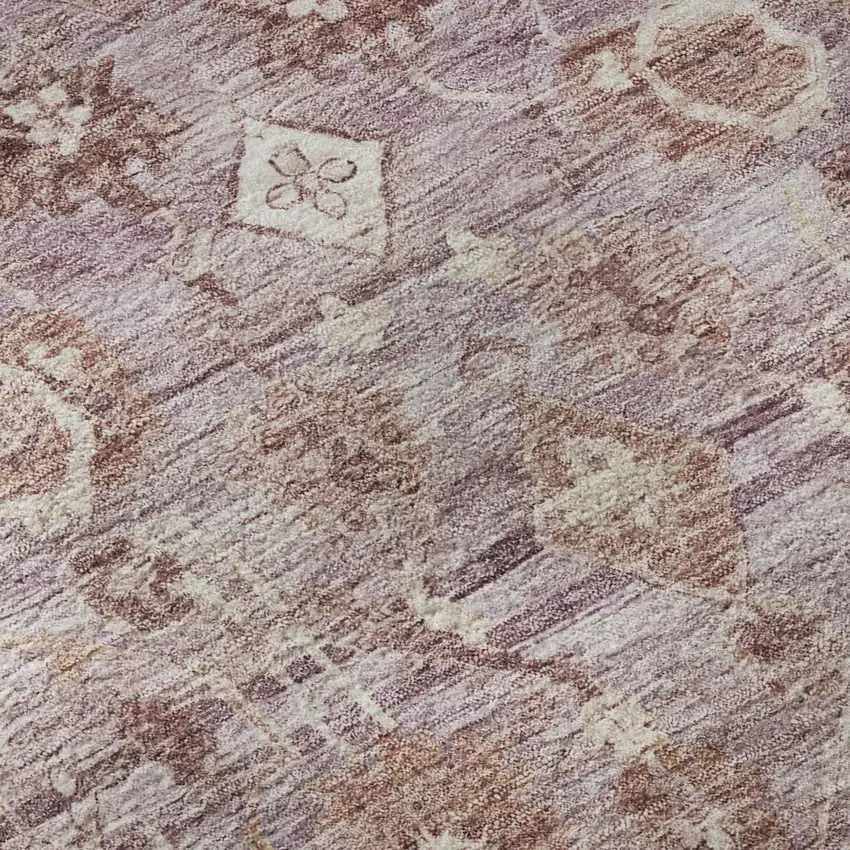 Blush And Ivory Oriental Washable Area Rug With UV Protection Photo 8