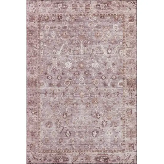 Blush And Ivory Oriental Washable Area Rug With UV Protection Photo 2
