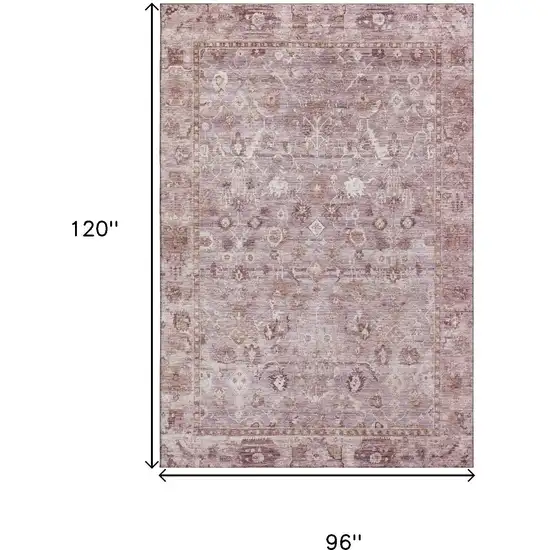 Blush And Ivory Oriental Washable Area Rug With UV Protection Photo 9