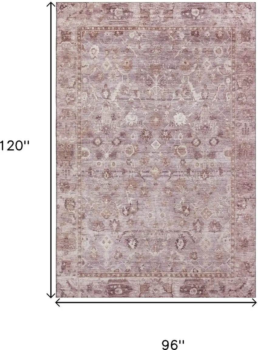 Blush And Ivory Oriental Washable Area Rug With UV Protection Photo 9