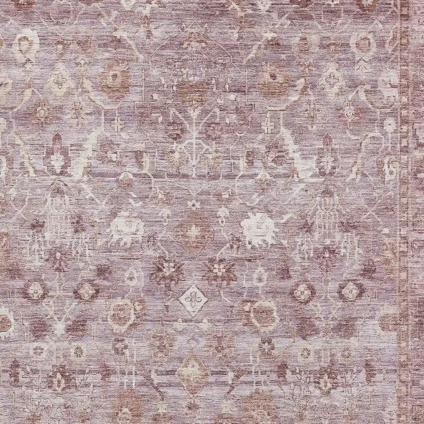 Blush And Ivory Oriental Washable Area Rug With UV Protection Photo 2