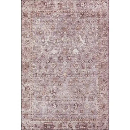 Blush And Ivory Oriental Washable Area Rug With UV Protection Photo 1