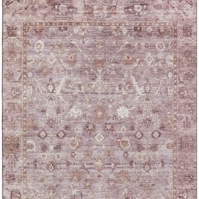 Blush And Ivory Oriental Washable Area Rug With UV Protection Photo 3