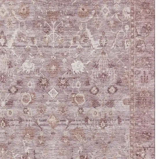 Blush And Ivory Oriental Washable Area Rug With UV Protection Photo 2