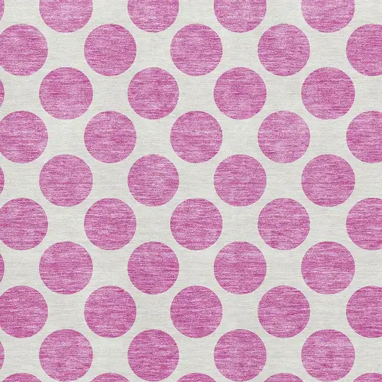 Blush And Ivory Polka Dot Washable Area Rug With UV Protection Photo 2