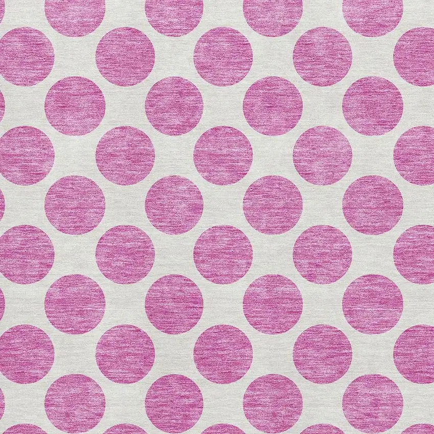 Blush And Ivory Polka Dot Washable Area Rug With UV Protection Photo 2