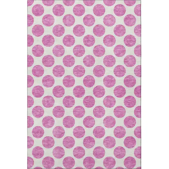 Blush And Ivory Polka Dot Washable Area Rug With UV Protection Photo 2