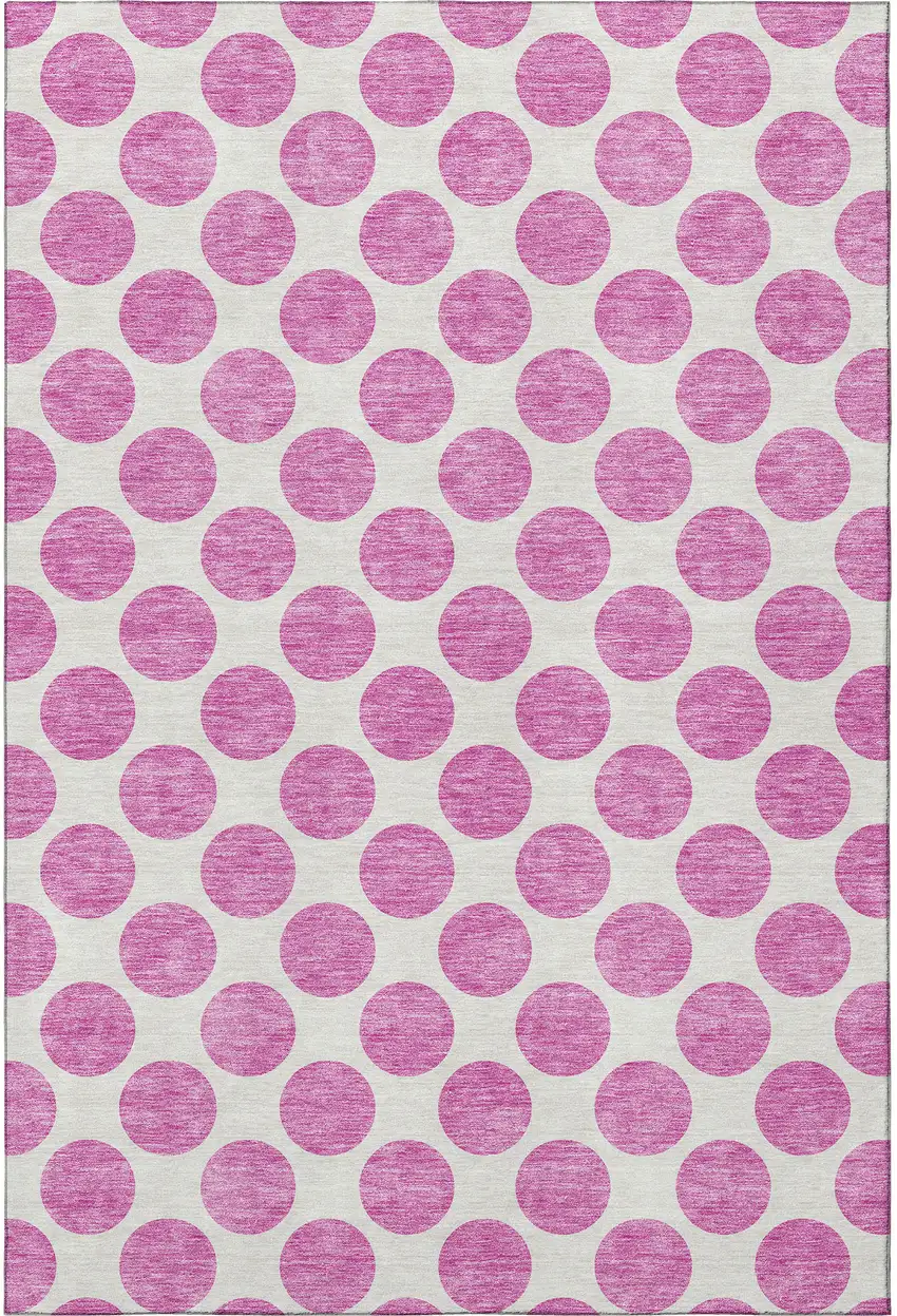 Blush And Ivory Polka Dot Washable Area Rug With UV Protection Photo 2