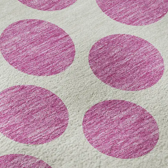 Blush And Ivory Polka Dot Washable Area Rug With UV Protection Photo 8