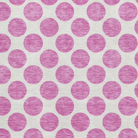 Blush And Ivory Polka Dot Washable Area Rug With UV Protection Photo 2