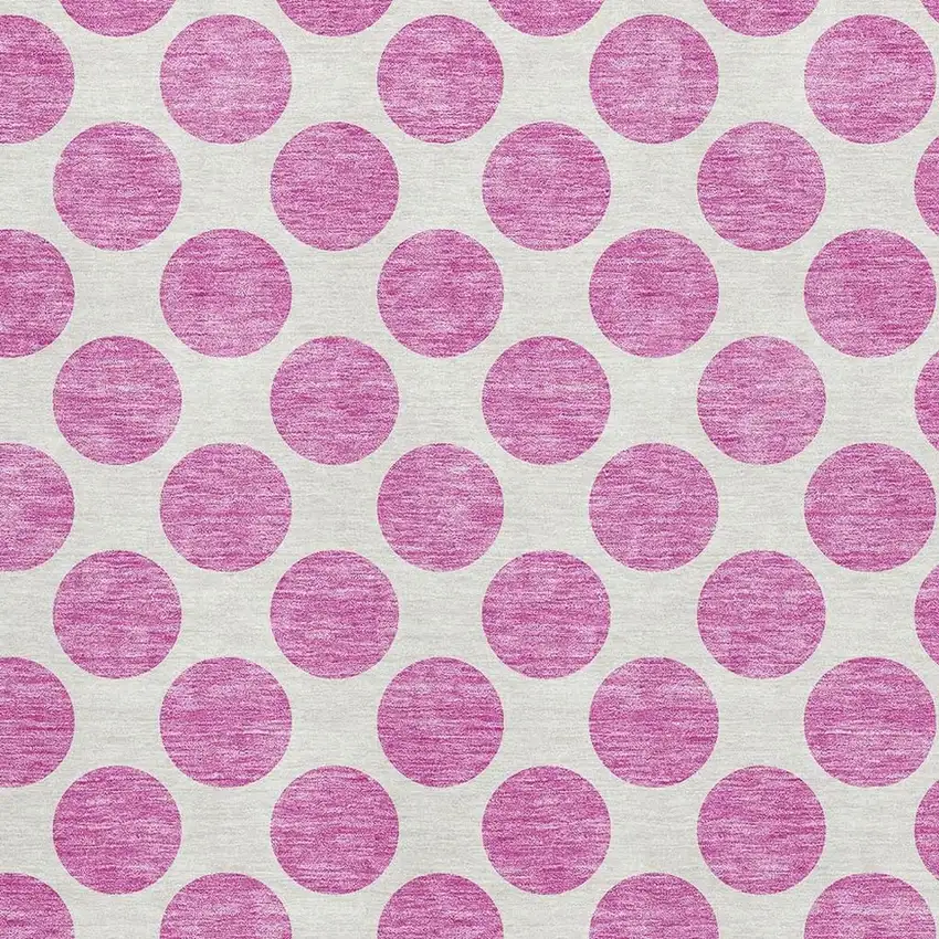 Blush And Ivory Polka Dot Washable Area Rug With UV Protection Photo 2