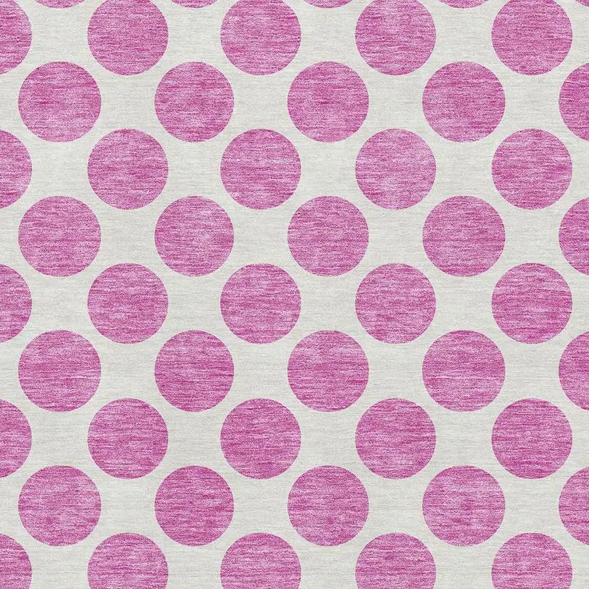 Blush And Ivory Polka Dot Washable Area Rug With UV Protection Photo 2