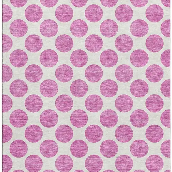 Blush And Ivory Polka Dot Washable Area Rug With UV Protection Photo 3