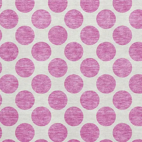 Blush And Ivory Polka Dot Washable Area Rug With UV Protection Photo 2