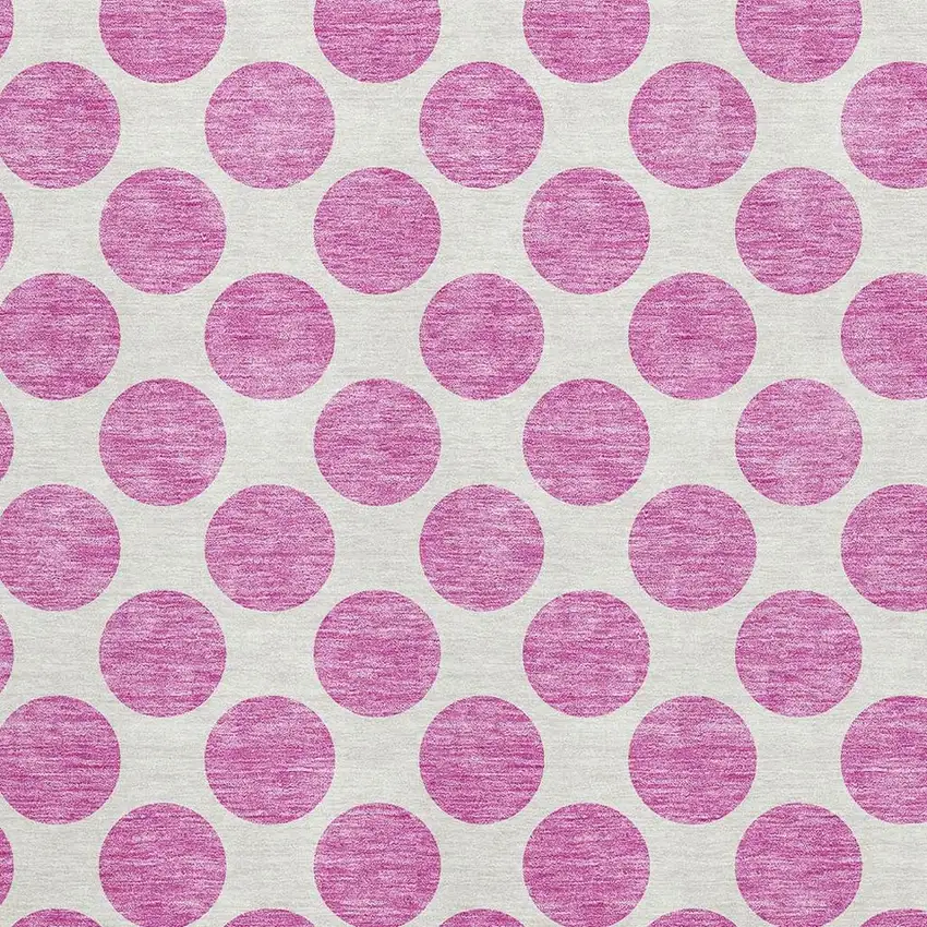 Blush And Ivory Polka Dot Washable Area Rug With UV Protection Photo 2