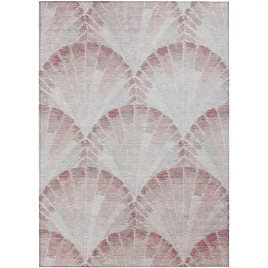 Blush And Ivory Seashell Washable Indoor Outdoor Area Rug Photo 1