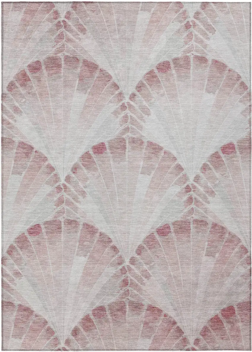 Blush And Ivory Seashell Washable Indoor Outdoor Area Rug Photo 1