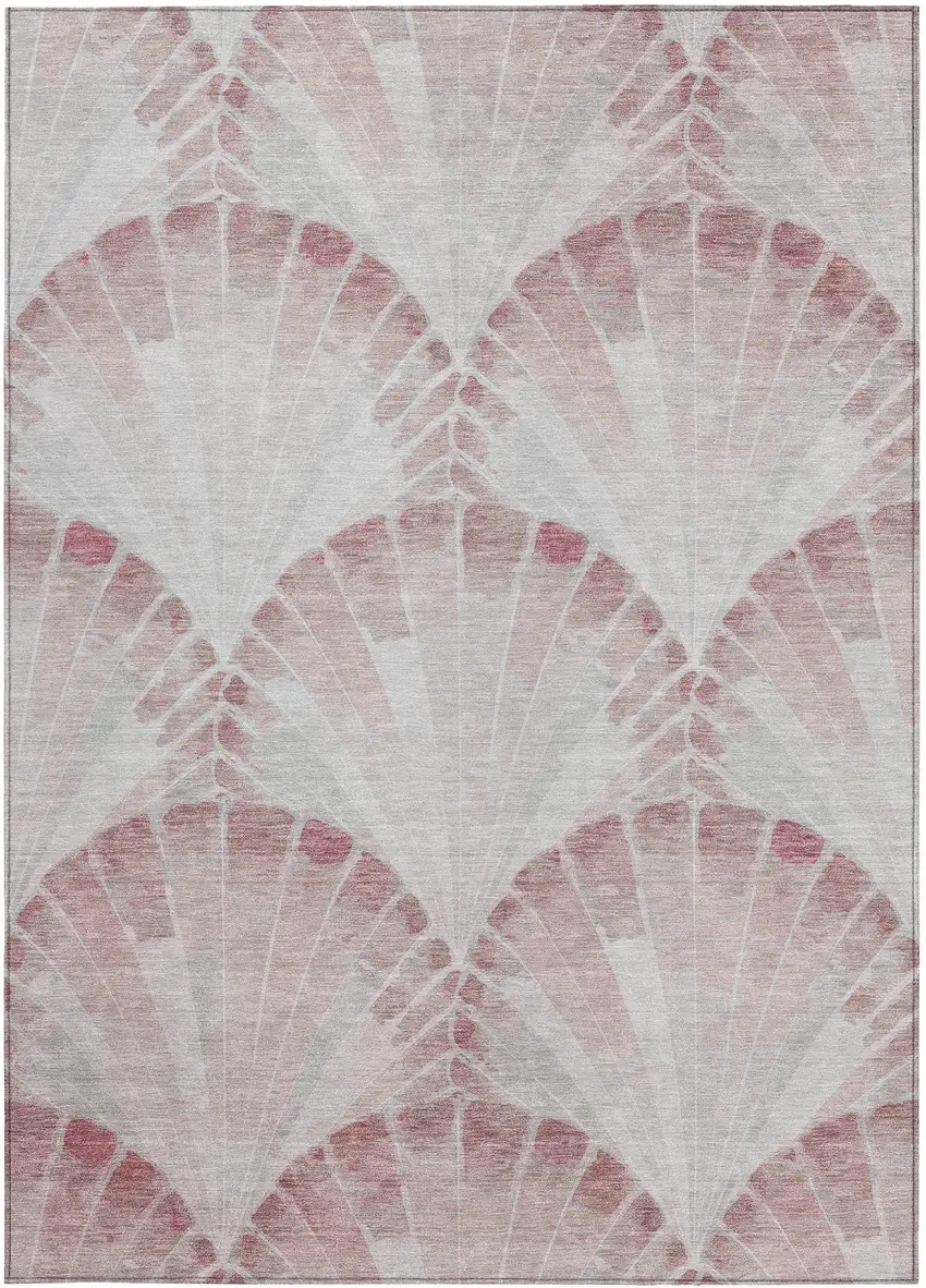 Blush And Ivory Seashell Washable Indoor Outdoor Area Rug Photo 3