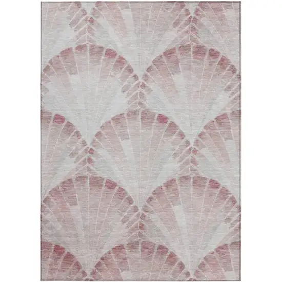 Blush And Ivory Seashell Washable Indoor Outdoor Area Rug Photo 3