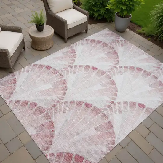 Blush And Ivory Seashell Washable Indoor Outdoor Area Rug Photo 7