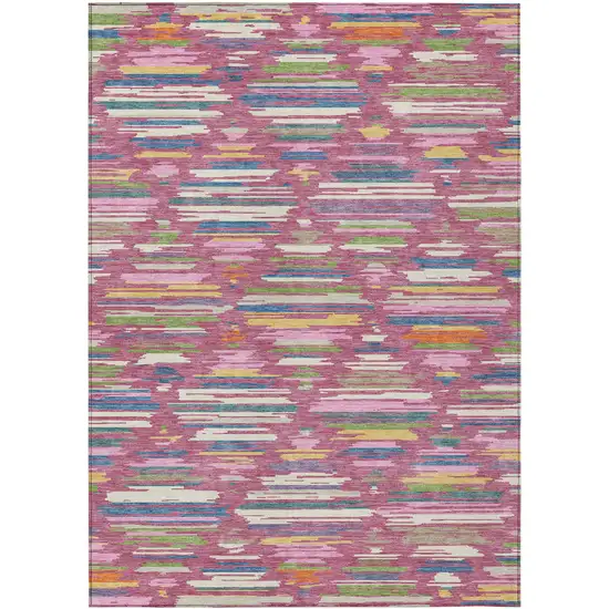 Blush And Ivory Southwestern Washable Indoor Outdoor Area Rug Photo 1