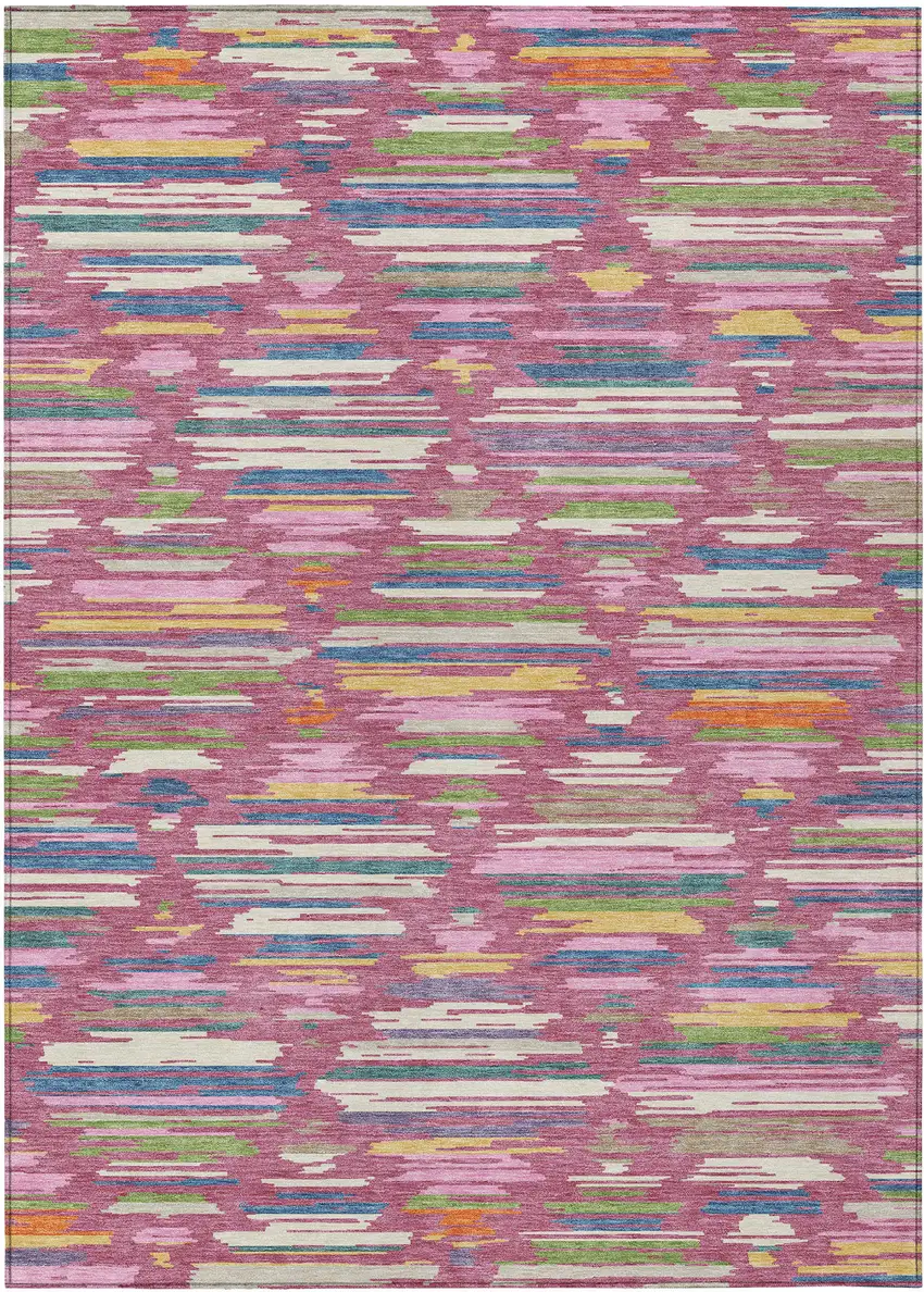 Blush And Ivory Southwestern Washable Indoor Outdoor Area Rug Photo 1