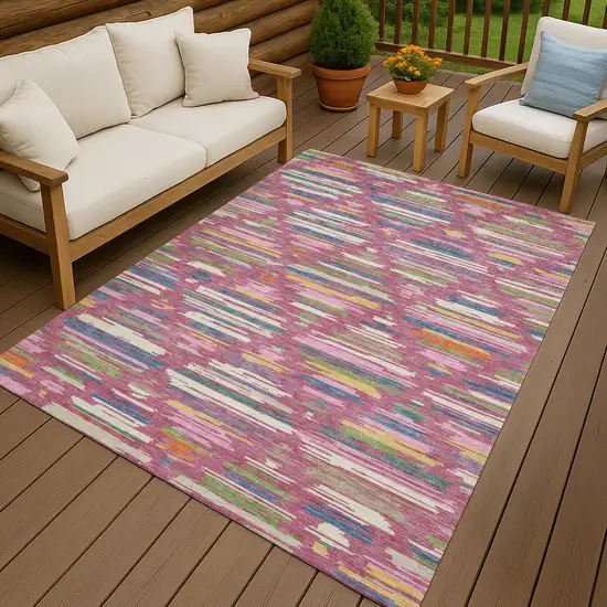 Blush And Ivory Southwestern Washable Indoor Outdoor Area Rug Photo 7