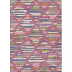 Photo of Blush And Ivory Southwestern Washable Indoor Outdoor Area Rug