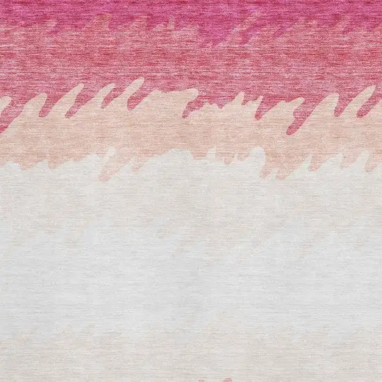 Blush And Ivory Striped Washable Area Rug With UV Protection Photo 4