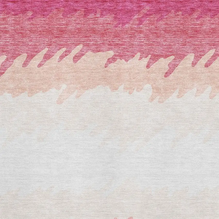 Blush And Ivory Striped Washable Area Rug With UV Protection Photo 4