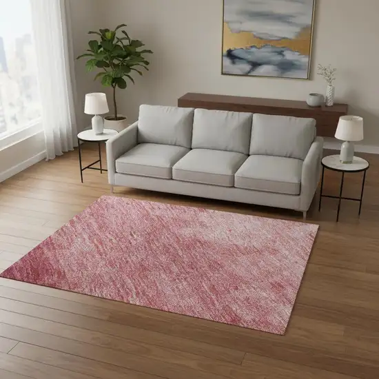 Blush And Ivory Striped Washable Area Rug With UV Protection Photo 2