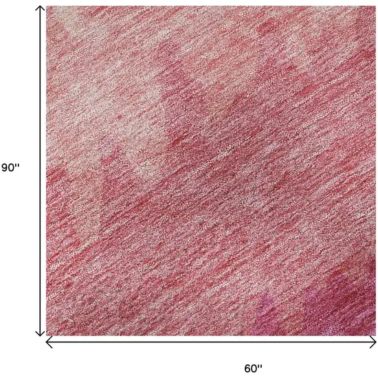 Blush And Ivory Striped Washable Area Rug With UV Protection Photo 9