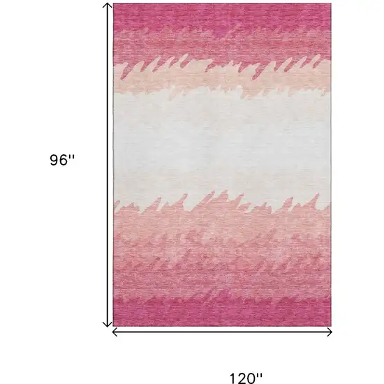Blush And Ivory Striped Washable Area Rug With UV Protection Photo 3