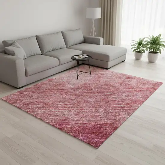 Blush And Ivory Striped Washable Area Rug With UV Protection Photo 2